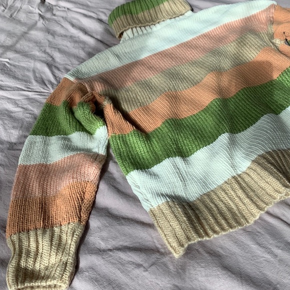 Lulu’s Wake Me Up Taupe Multi Stripe Turtleneck - Picture 9 of 13